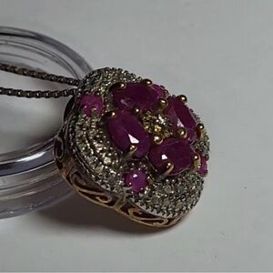 925  and ruby  Gemstone Pendant and Necklace